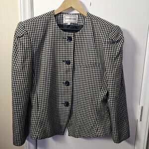 VTG Classique Habits Blazer Jacket Womens 16 Houndstooth Old Money Heritage Chic